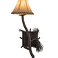 Meyda Lighting Lone Pine 10" Mahogany Bronze Right Wall Sconce With Brown Leather Shade