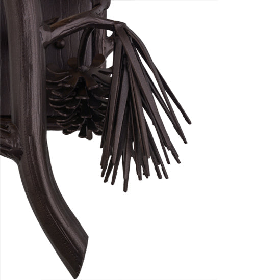 Meyda Lighting Lone Pine 10" Mahogany Bronze Right Wall Sconce With Brown Leather Shade