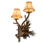 Meyda Lighting Lone Pine 12" 2-Light Antique Copper Left Wall Sconce With Beige Tan Faux Leather Shade