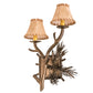 Meyda Lighting Lone Pine 12" 2-Light Antique Copper Left Wall Sconce With Beige Tan Faux Leather Shade