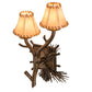 Meyda Lighting Lone Pine 12" 2-Light Antique Copper Left Wall Sconce With Beige Tan Faux Leather Shade