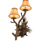 Meyda Lighting Lone Pine 12" 2-Light Antique Copper Left Wall Sconce With Beige Tan Faux Leather Shade