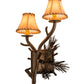 Meyda Lighting Lone Pine 12" 2-Light Antique Copper Left Wall Sconce With Beige Tan Faux Leather Shade