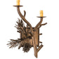 Meyda Lighting Lone Pine 12" 2-Light Antique Copper Right Wall Sconce With Beige Tan Faux Leather Shade