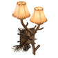 Meyda Lighting Lone Pine 12" 2-Light Antique Copper Right Wall Sconce With Beige Tan Faux Leather Shade