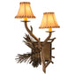 Meyda Lighting Lone Pine 12" 2-Light Antique Copper Right Wall Sconce With Beige Tan Faux Leather Shade