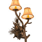 Meyda Lighting Lone Pine 12" 2-Light Antique Copper Right Wall Sconce With Beige Tan Faux Leather Shade