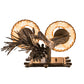 Meyda Lighting Lone Pine 12" 2-Light Antique Copper Right Wall Sconce With Beige Tan Faux Leather Shade