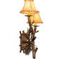 Meyda Lighting Lone Pine 12" 2-Light Antique Copper Right Wall Sconce With Beige Tan Faux Leather Shade