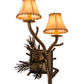 Meyda Lighting Lone Pine 12" 2-Light Antique Copper Right Wall Sconce With Beige Tan Faux Leather Shade