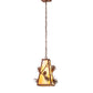 Meyda Lighting Lone Pine 13" Rust Pendant Light With Beige Iridescent Shade Glass