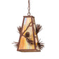 Meyda Lighting Lone Pine 13" Rust Pendant Light With Beige Iridescent Shade Glass