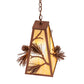 Meyda Lighting Lone Pine 13" Rust Pendant Light With Beige Iridescent Shade Glass