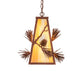 Meyda Lighting Lone Pine 13" Rust Pendant Light With Beige Iridescent Shade Glass