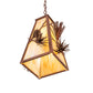 Meyda Lighting Lone Pine 13" Rust Pendant Light With Beige Iridescent Shade Glass