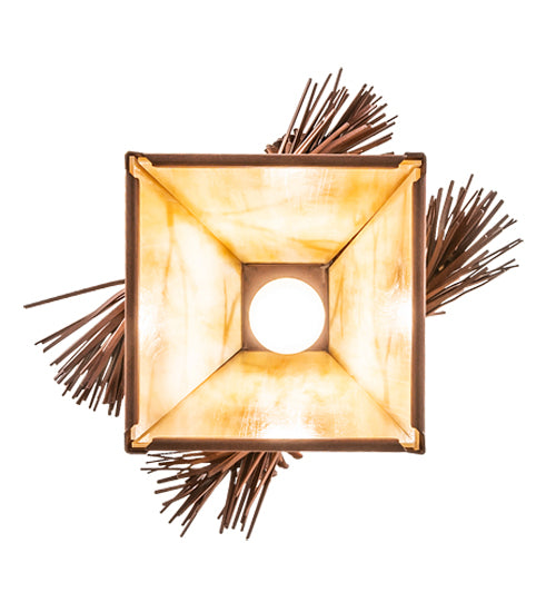 Meyda Lighting Lone Pine 13" Rust Pendant Light With Beige Iridescent Shade Glass