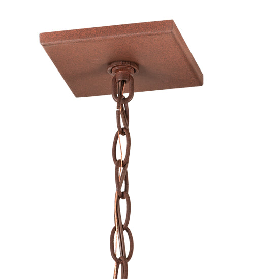 Meyda Lighting Lone Pine 13" Rust Pendant Light With Beige Iridescent Shade Glass