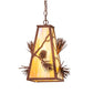 Meyda Lighting Lone Pine 13" Rust Pendant Light With Beige Iridescent Shade Glass