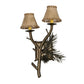 Meyda Lighting Lone Pine 15" 2-Light Antique Copper Wall Sconce With Beige Fabric Shade