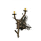 Meyda Lighting Lone Pine 15" 2-Light Antique Copper Wall Sconce With Beige Fabric Shade