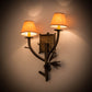 Meyda Lighting Lone Pine 16" 2-Light Antique Copper Right Wall Sconce With Brown Parchment Shade