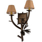 Meyda Lighting Lone Pine 16" 2-Light Antique Copper Right Wall Sconce With Brown Parchment Shade
