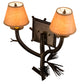 Meyda Lighting Lone Pine 16" 2-Light Antique Copper Right Wall Sconce With Brown Parchment Shade