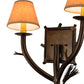 Meyda Lighting Lone Pine 16" 2-Light Antique Copper Right Wall Sconce With Brown Parchment Shade