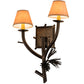 Meyda Lighting Lone Pine 16" 2-Light Antique Copper Right Wall Sconce With Brown Parchment Shade