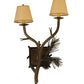 Meyda Lighting Lone Pine 16" 2-Light Antique Copper Wall Sconce With Beige Fabric Shade