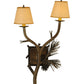 Meyda Lighting Lone Pine 16" 2-Light Antique Copper Wall Sconce With Beige Fabric Shade