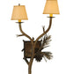 Meyda Lighting Lone Pine 16" 2-Light Antique Copper Wall Sconce With Beige Fabric Shade