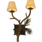 Meyda Lighting Lone Pine 16" 2-Light Antique Copper Wall Sconce With Beige Fabric Shade
