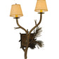 Meyda Lighting Lone Pine 16" 2-Light Antique Copper Wall Sconce With Beige Fabric Shade