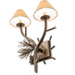 Meyda Lighting Lone Pine 18" 2-Light Antique Copper Wall Sconce With Beige Parchment Shade