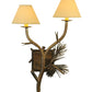 Meyda Lighting Lone Pine 18" 2-Light Antique Copper Wall Sconce With Tuscan Alabaster-Colored Fabric Shade