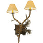 Meyda Lighting Lone Pine 18" 2-Light Antique Copper Wall Sconce With Tuscan Alabaster-Colored Fabric Shade
