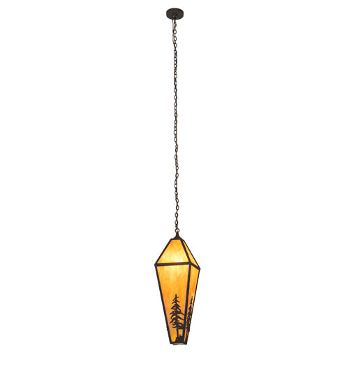 Meyda Lighting Lone Pine 18" 4-Light Black Cracked Ice Pendant Light With Ambra Sienna Idalight Shade