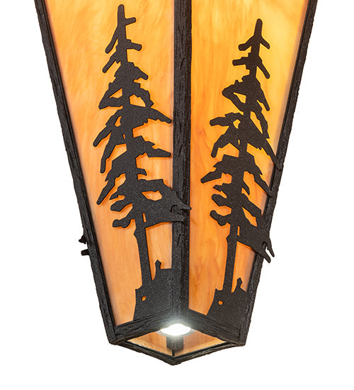 Meyda Lighting Lone Pine 18" 4-Light Black Cracked Ice Pendant Light With Ambra Sienna Idalight Shade