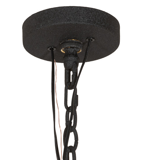 Meyda Lighting Lone Pine 18" 4-Light Black Cracked Ice Pendant Light With Ambra Sienna Idalight Shade