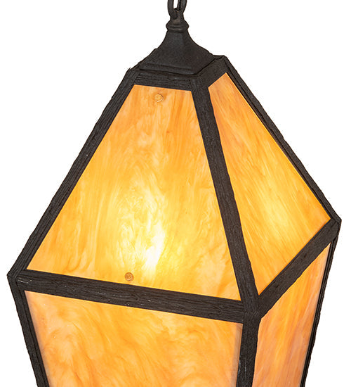 Meyda Lighting Lone Pine 18" 4-Light Black Cracked Ice Pendant Light With Ambra Sienna Idalight Shade