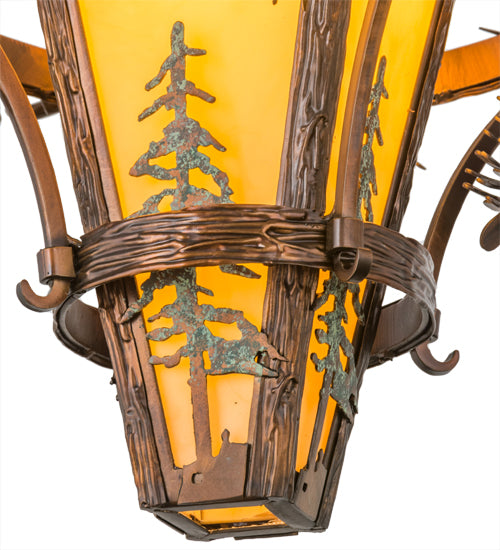 Meyda Lighting Lone Pine 18" Vintage Copper Pendant Light With Tawnyrock Idalight Shade Glass