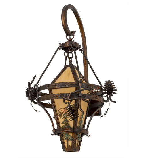 Meyda Lighting Lone Pine 18" Vintage Copper Wall Sconce With Tawnyrock Idalight Shade Glass