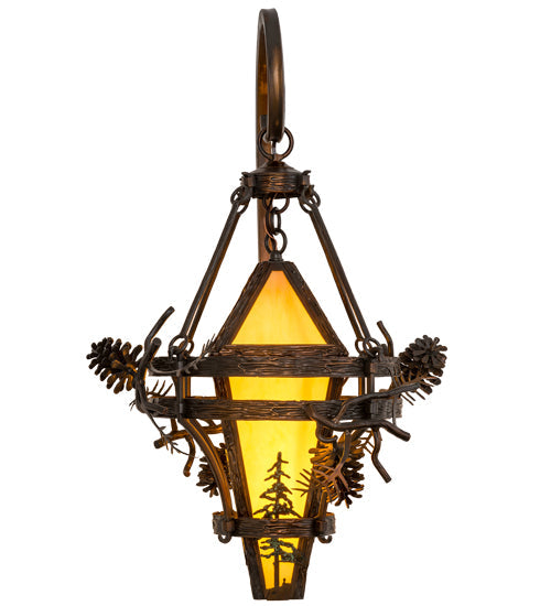 Meyda Lighting Lone Pine 18" Vintage Copper Wall Sconce With Tawnyrock Idalight Shade Glass