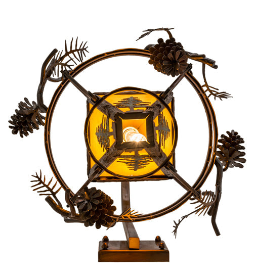 Meyda Lighting Lone Pine 18" Vintage Copper Wall Sconce With Tawnyrock Idalight Shade Glass