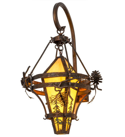 Meyda Lighting Lone Pine 18" Vintage Copper Wall Sconce With Tawnyrock Idalight Shade Glass