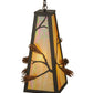 Meyda Lighting Lone Pine 19" Oil Rubbed Bronze & Rust Pendant Light With Beige Iridescent Shade Glass