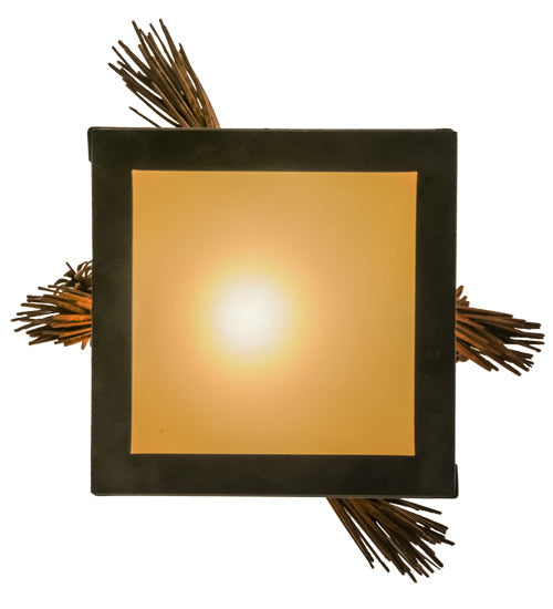 Meyda Lighting Lone Pine 19" Oil Rubbed Bronze & Rust Pendant Light With Beige Iridescent Shade Glass