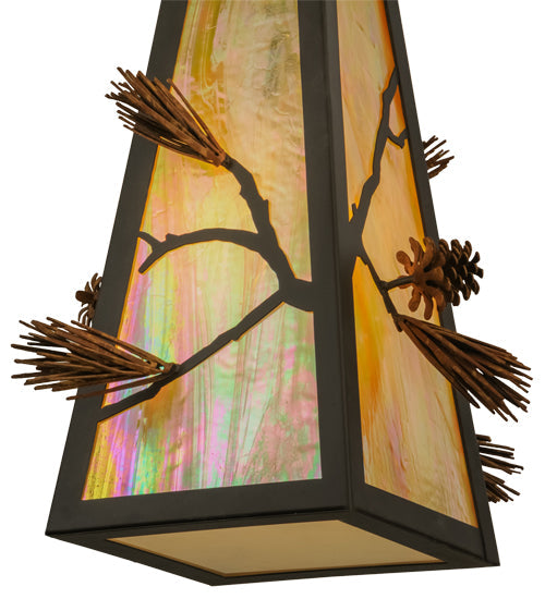 Meyda Lighting Lone Pine 19" Oil Rubbed Bronze & Rust Pendant Light With Beige Iridescent Shade Glass