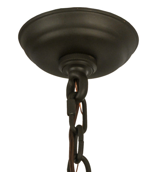 Meyda Lighting Lone Pine 19" Oil Rubbed Bronze & Rust Pendant Light With Beige Iridescent Shade Glass